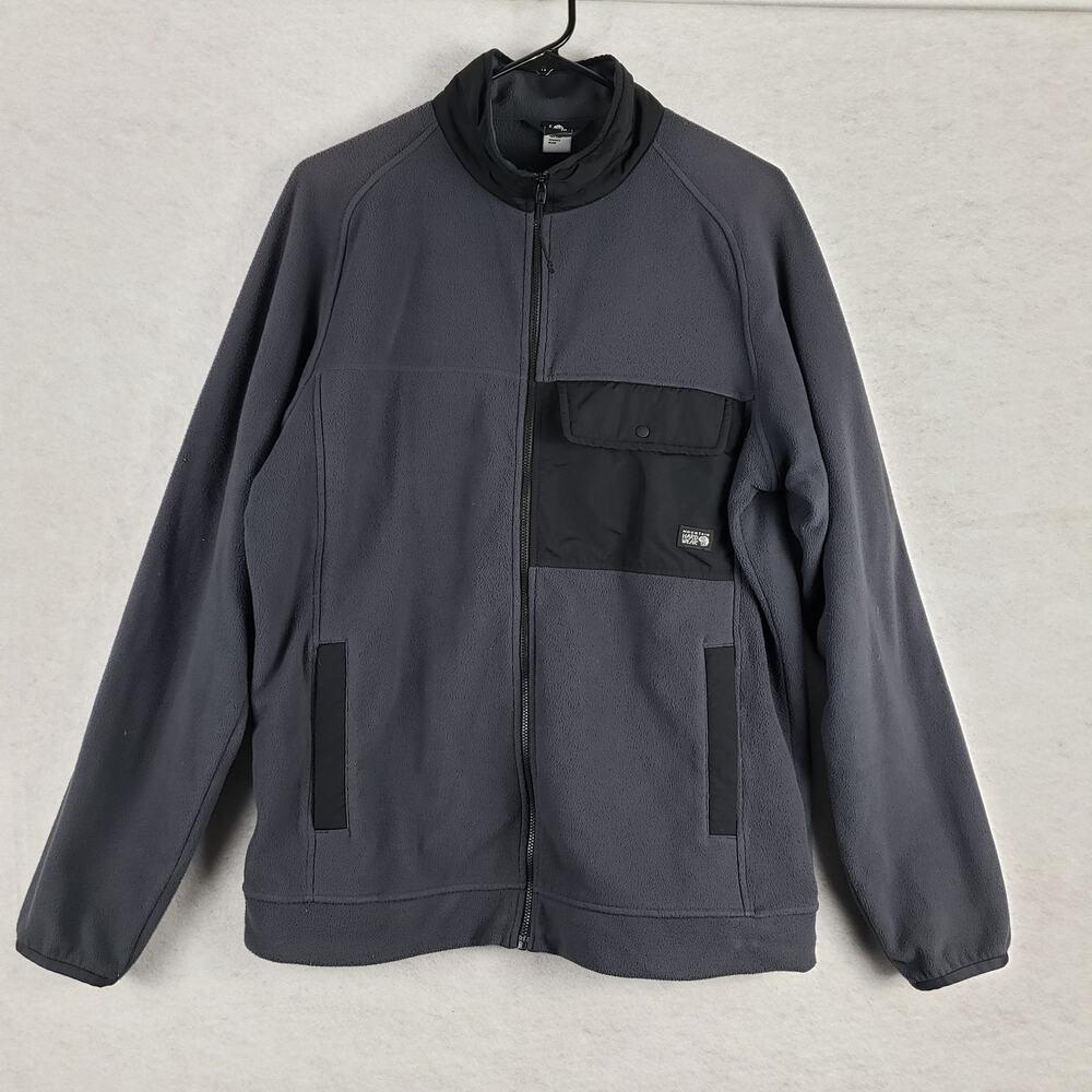 Mountain Hardwear Men's M Unclassic Light Fleece Jacket‎ Big Pockets Black Gray